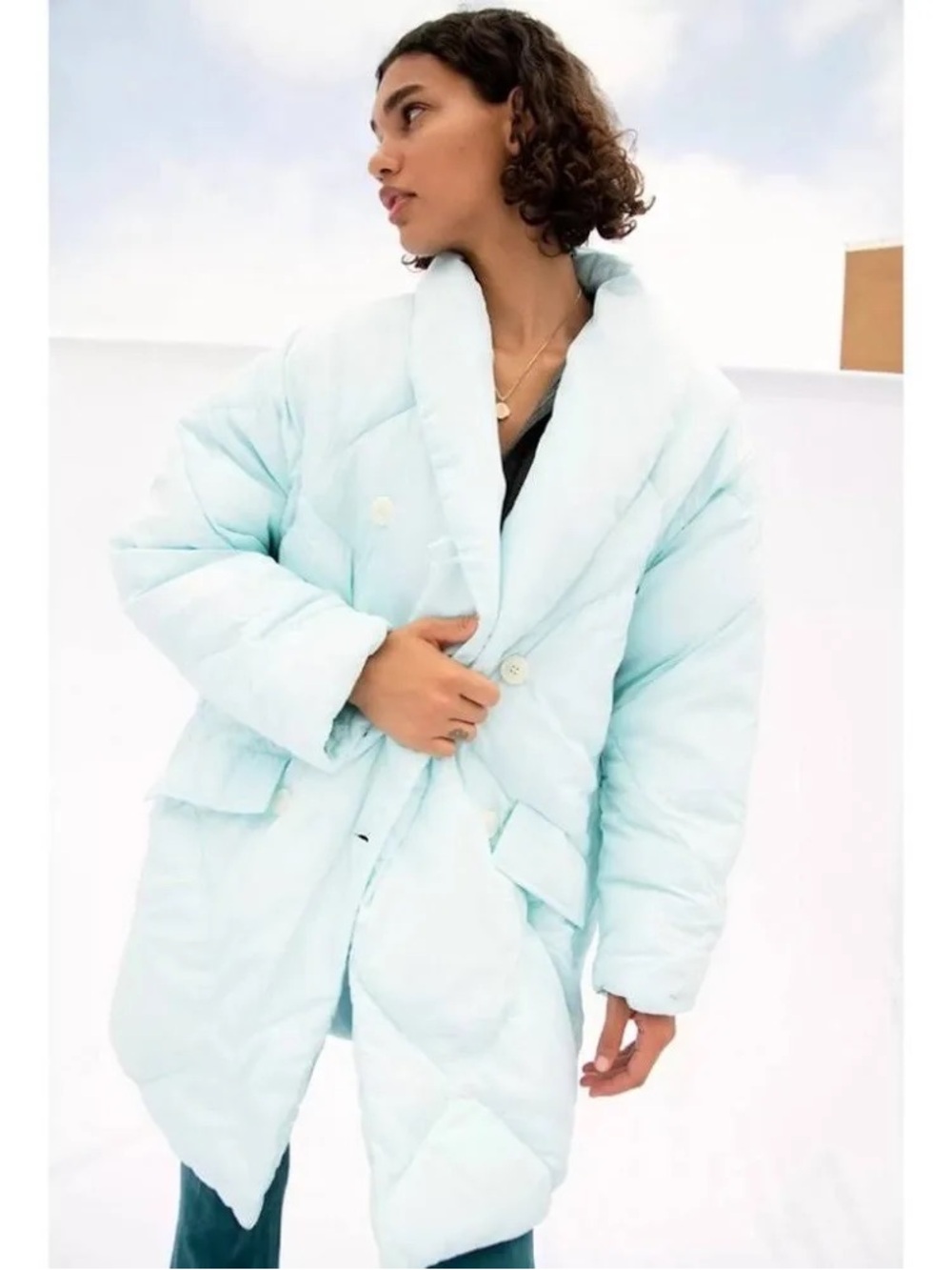 Free People Puffa Ella Puffer Coat Icy Blue Small